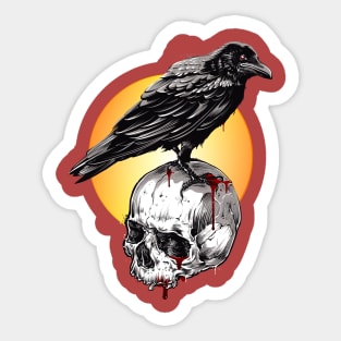 Raven & Skull Circle of Death Halloween T-Shirt Tee Gift Sticker
